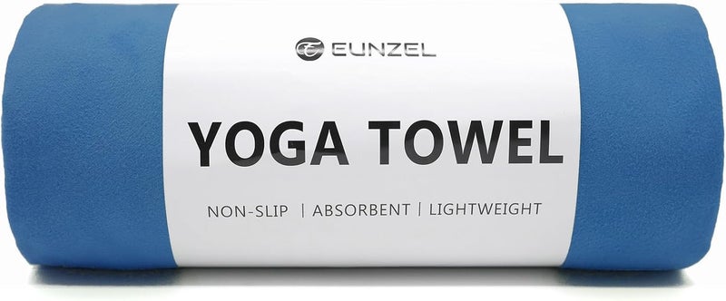 Eunzel Hot Yoga Towel Non Slip Yoga Mat Towel Non-Slip Sweat Absorbent Microfiber Towel for Hot Yoga, Pilates and Workout 72" x 26.5", Navy - Image 1